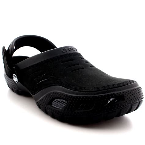Mens Crocs Yukon Sport Lightweight Leather Mules Clogs Sandals Shoes Uk