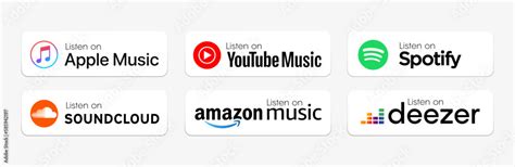 Popular Music Streaming Services Listen On Badges Set Apple Music