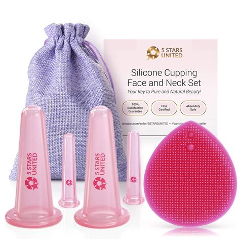 Silicone Facial Cupping Therapy Set Eye And Face Vacuum Massage Cup Kit 4 Cups
