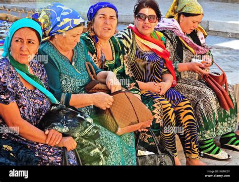 Khiva Uzbekistan Old Aged Women Wearing National Uzbek Dresses 14 Of