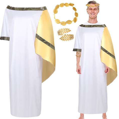 Buy Greek God Costume White Roman Toga 3 Pieces Greek God Costume Set White Roman Toga Online At