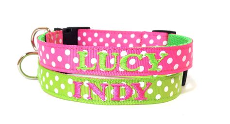 Embroidered Dog Collar Personalized Dog Collar Pink And