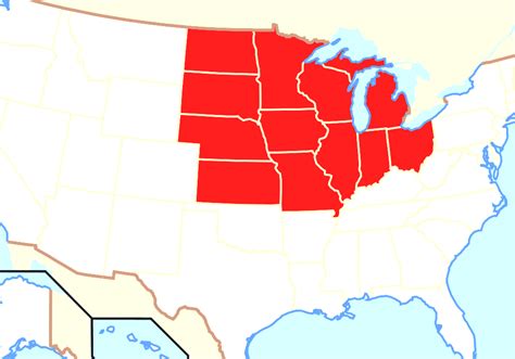 Midwestern United States Minnesota Iowa Map