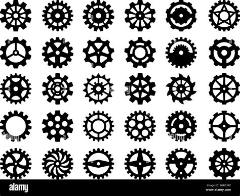 Gears Collection Abstract Mechanical Wheels For Machine Industry