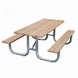 Photos of Wood Picnic Table With Metal Frame