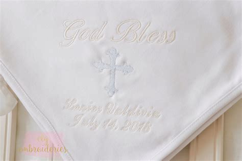 Baptism Personalized Blanket Embroidered Baptism Blanket Etsy