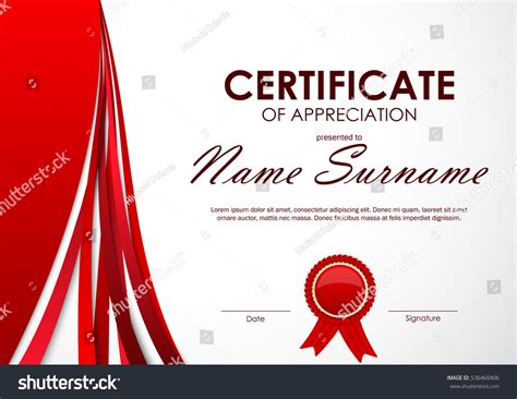 Vektor Stok Certificate Appreciation Template Paper Light Red Tanpa