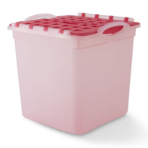 Your Zone Child and Teen Plastic Pink Storage Bin with Hinged Lid