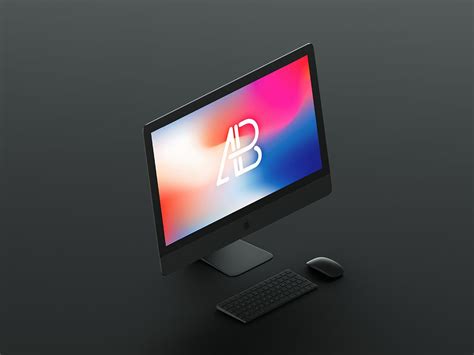 Isometric Matte Black iMac Pro Mockup - UXFree.COM | Imac, Imac pro, Imac desk setup