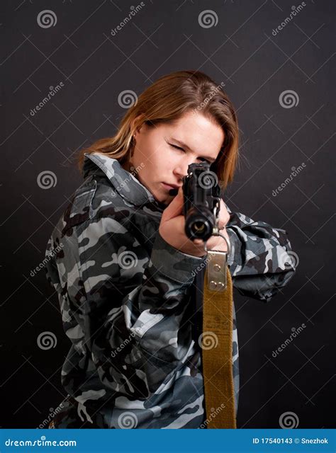 Girl Holding Gun Stock Photos Image 17540143
