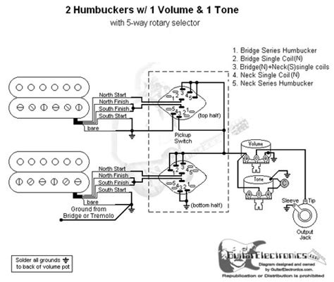 Guitar Wiring Diagrams 2 Humbuckers5 Way Switch1 Volume1 Tone