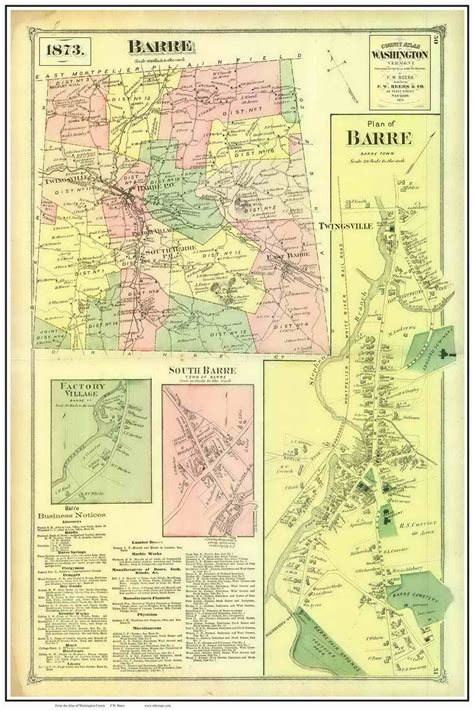 Barre Vt 1873 Beers Atlas Maps Barre Historic Map Pike
