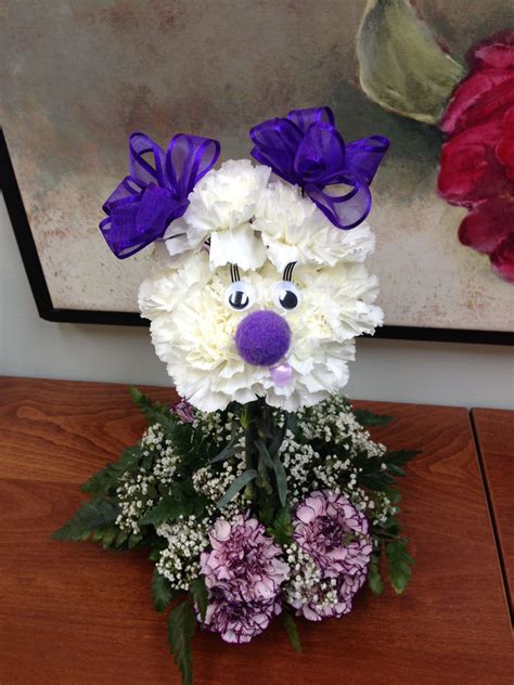 Purple And White Poodle Carnation Arrangements Simply Adorable