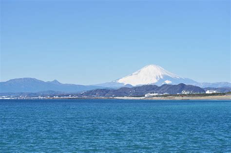 Mount Fuji Which I Watched From Chigasaki Beach Stock Photo Download