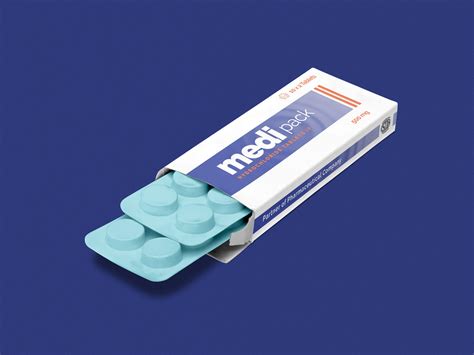 Free Pharmaceutical Medicine Tablet Box Packaging Mockup Psd
