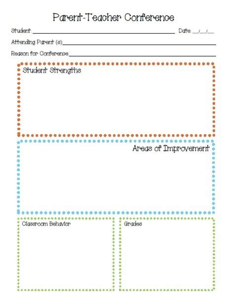 Parent Teacher Conference Template Printable Printable Templates Free