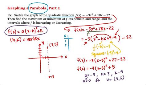 Math 1a1b Pre Calculus Graphing A Parabola Part 2 Youtube
