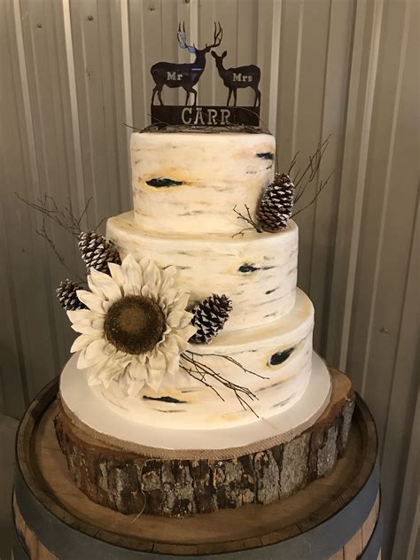 Buttercream Birch Tree Wedding Cake Made By A Teresa Lynn Cakes LLC