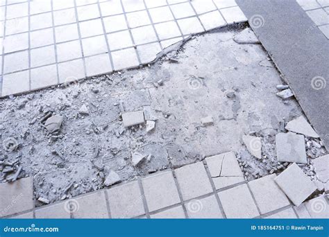 Clean White Broken Tile Wall Texture Backgroundtile Floor Exploded And