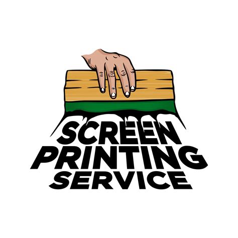 Screen Printing Silk With Hand Holding Squeegee Logo Design Inspiration