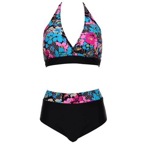 Andzhelika Bikins Women 2018 New Plus Size Swimwear Print Floral High Waisted Bathing Suits Swim