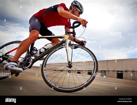Cyclist Riding Bike Stock Photo Alamy