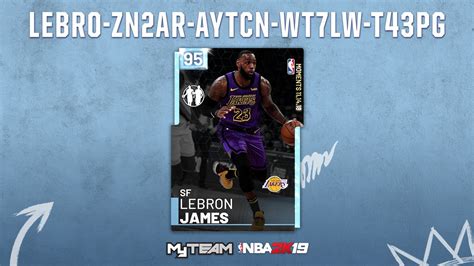 Locker codes are a great way to get some free bonuses, free players, and packs for myteam or mycareer. NBA 2K19 Locker Codes: Diamond LeBron James | NBA 2KW ...