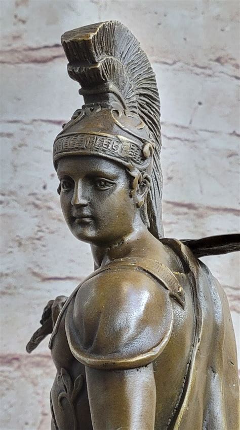 Art Deco Large Odysseus Roman Warrior Bronze Sculpture Marble Base