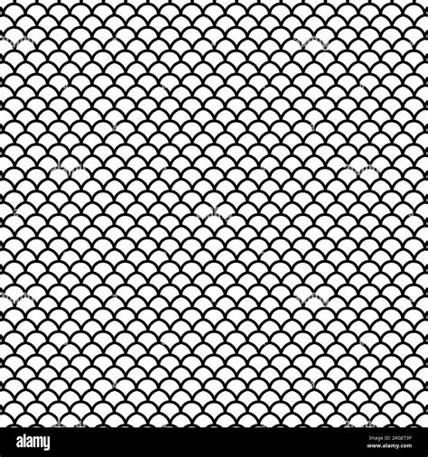 Fischschuppen Schwarze Und Weiße Linien Muster Vector Illustration