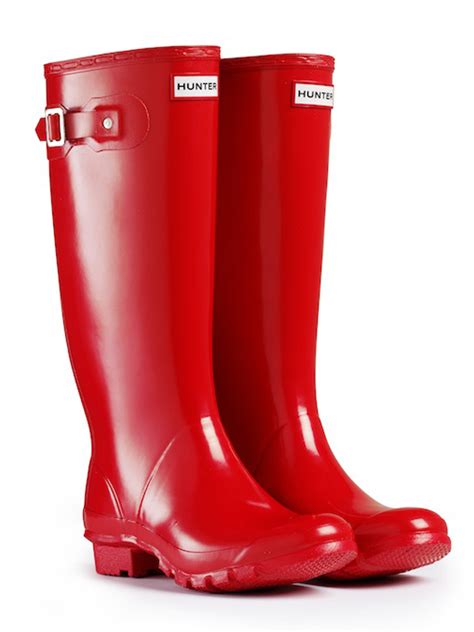 Lyst Hunter Huntress Gloss Wider Calf Rain Boots In Red