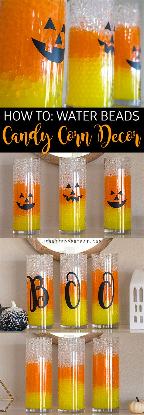 Candy Corn Water Beads Halloween Vase Filler Idea