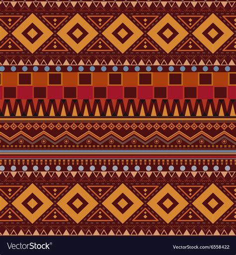 Tribal Ethnic Seamless Pattern On Brown Background