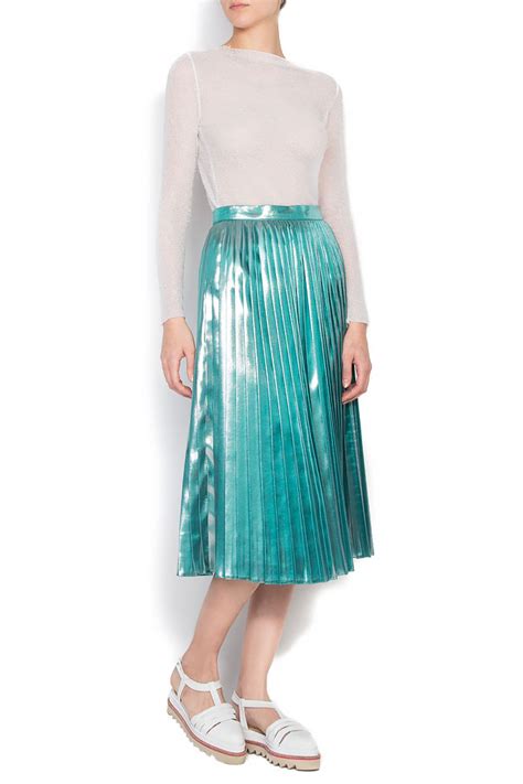 Metallic Lamé Pleated Skirt Midi Skirts Made To Measure