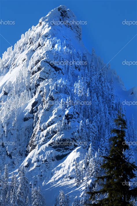 Mcclellan Butte Snow Mountain Peak Snoqualme Pass Washington Stock