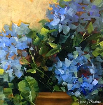 Palette Knife Painters International Blue Swirl Hydrangeas And Spring