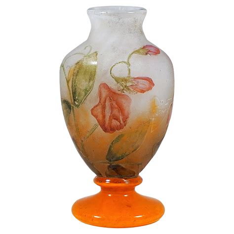 Large Art Nouveau Cameo Vase With Columbine Decor Daum Nancy France Ca 1910 For Sale At 1stdibs
