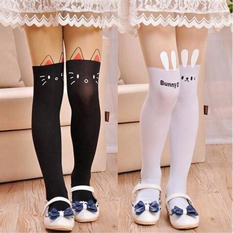 Girls Spring Pantyhose Fashion Skin Cute Kitty Rabbit Pattern Leggings