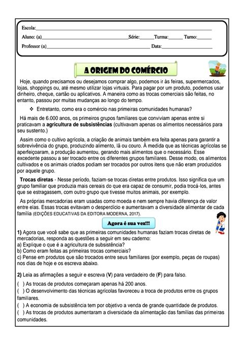 A Origem Do Comércio 4 Ano