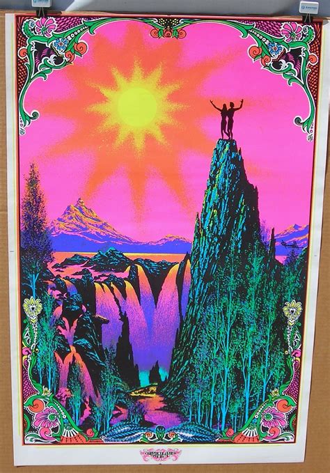Vintage 1970s Garden Of Eden Blacklight Hippie Poster