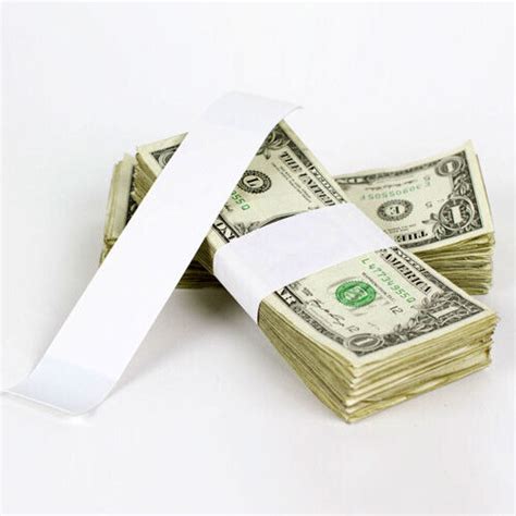 300 Plain White Self Sealing Currency Bands Blank Money Bill Strap