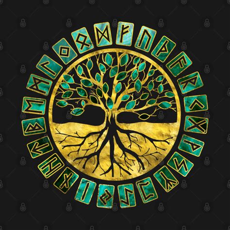 Tree Of Life Yggdrasil And Runes Alphabet Tree Of Life T Shirt