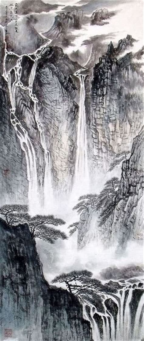 Chinese Waterfall Painting 1452010 56cm X 136cm22〃 X 53〃