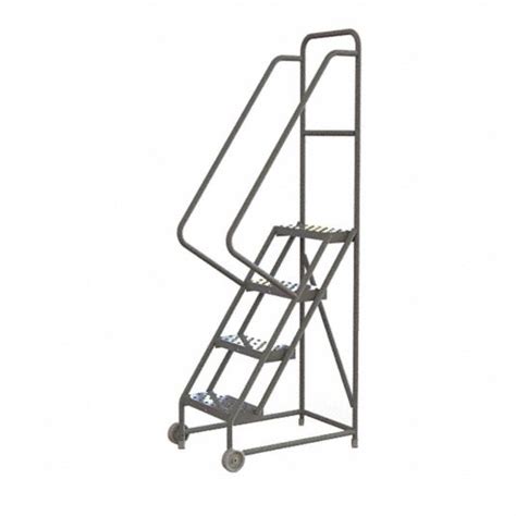 Tri Arc 4 Step Tilt And Roll Ladder Perforated Step Tread 76 In
