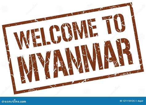 Welcome To Myanmar Sign On Wood Background With Blending National Flag