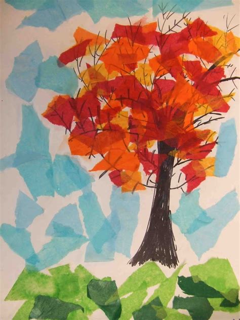 Poppycat News Tissue Paper Collage Fall Trees 4th Grade