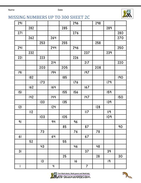 Number Grid Up To 300