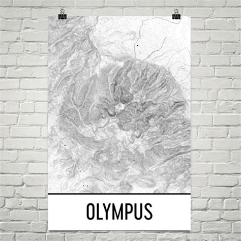 Mount Olympus Topographic Map Art Modern Map Art