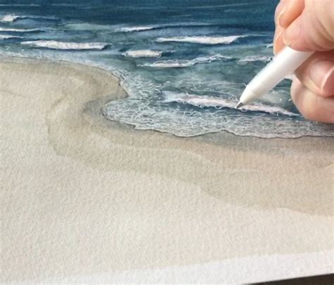 Painting Tips Horizon Lines White Gel Pen Foam Painting The Beach