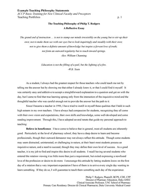 Reflective Essay Example 11 Example Teaching Philosophy Statements