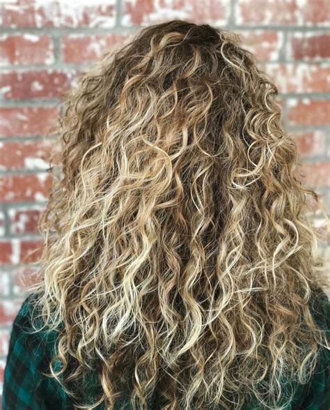 Dimensional Hairstyle Blonde Curly Hair Natural Blonde Highlights